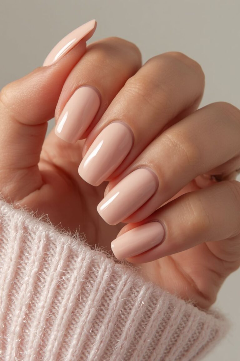 Soft pink manicured nails
