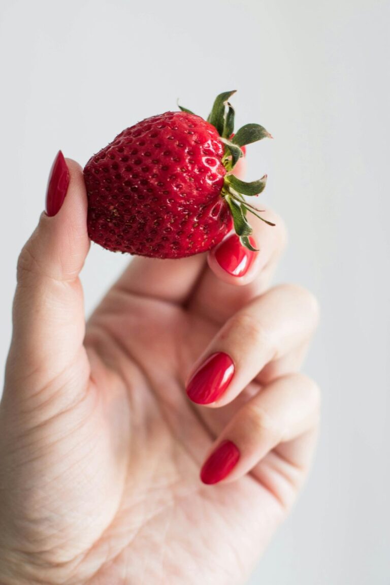 Glossy red nails